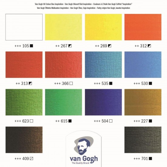 Van Gogh Oil Colour Wooden Box Set Inspiration with 14 Colours in 40ml Tube + Accessories